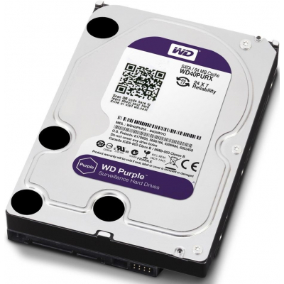 HDD 4000 GB (4 TB) SATA-III Purple (WD40PURX), Жесткий диск (HDD), стандарт SATA-III, объем 4000 GB (4 TB) для видеонаблюдения 