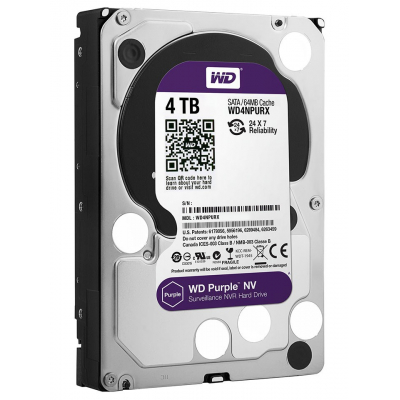 HDD 4000 GB (4 TB) SATA-III Purple NV WD4NPURX, Жесткий диск (HDD), стандарт SATA-III, объем 4000 GB (4 TB) для видеонаблюдения 